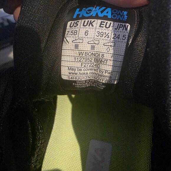 Hoka One Bondi Shoes Womens Size 7.5 Black Sneakers Running Athletic White - Picture 9 of 9